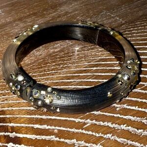 Alexis Bittar Black Embellished Hinged Bangle